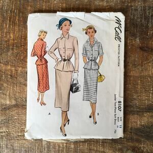 McCall Sewing Pattern 8107 Vintage Jr 2 piece Suit Dress 1950 Sz 15 COMPLETE